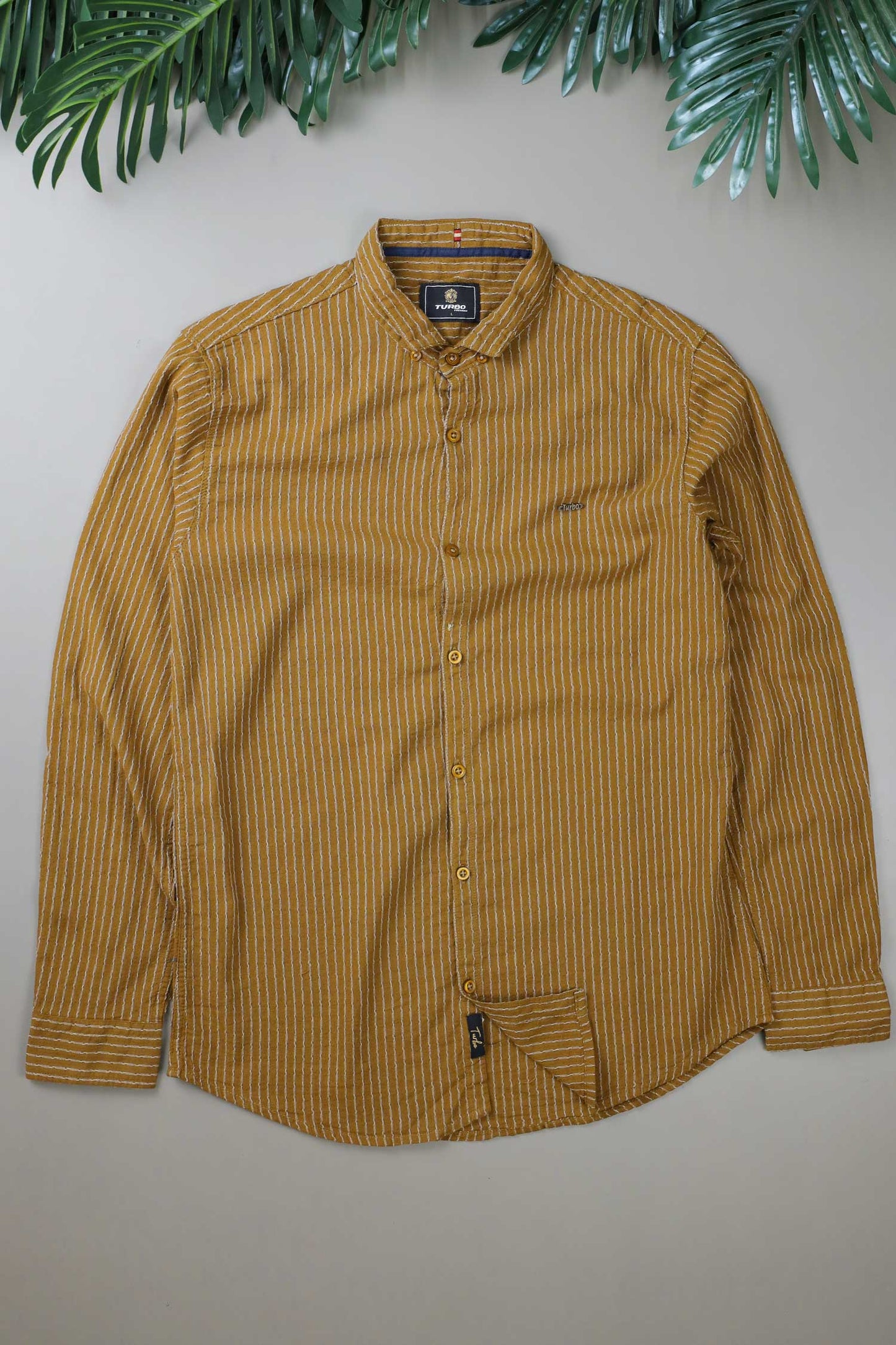 Turbo Lining Check Creation Long Sleeve Cotton Casual Shirt In Brown