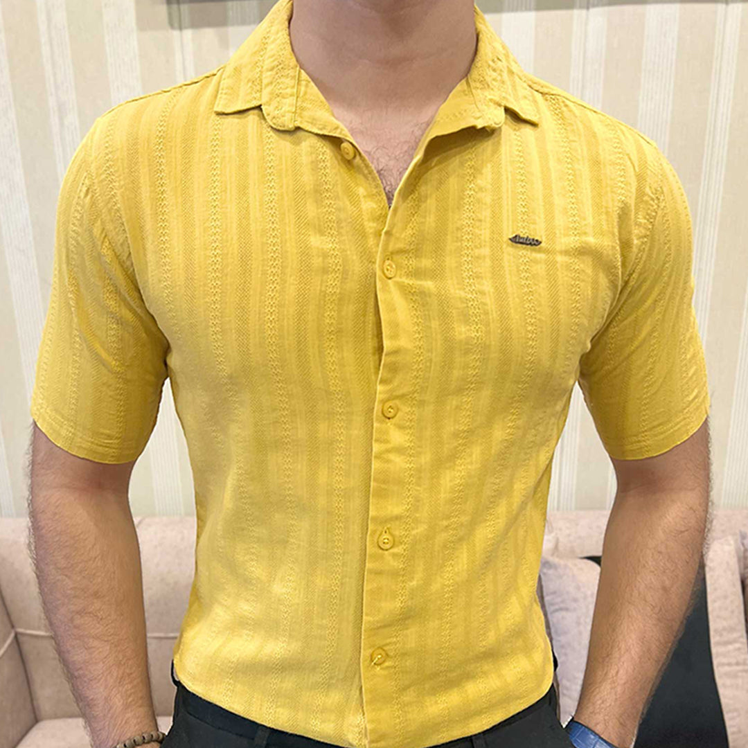 Turbo Endless Cool Embossed Casual Shirt In Mustard