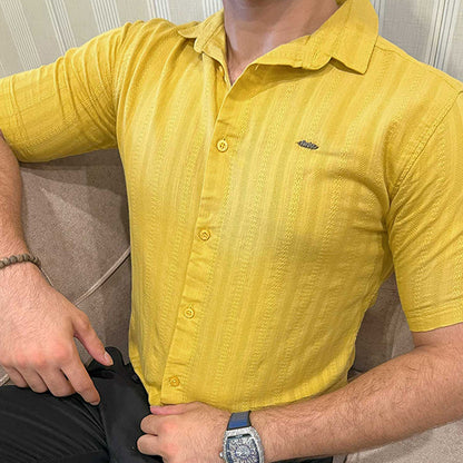 Turbo Endless Cool Embossed Casual Shirt In Mustard
