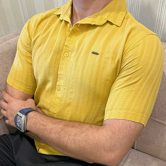 Turbo Endless Cool Embossed Casual Shirt In Mustard