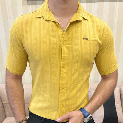 Turbo Endless Cool Embossed Casual Shirt In Mustard
