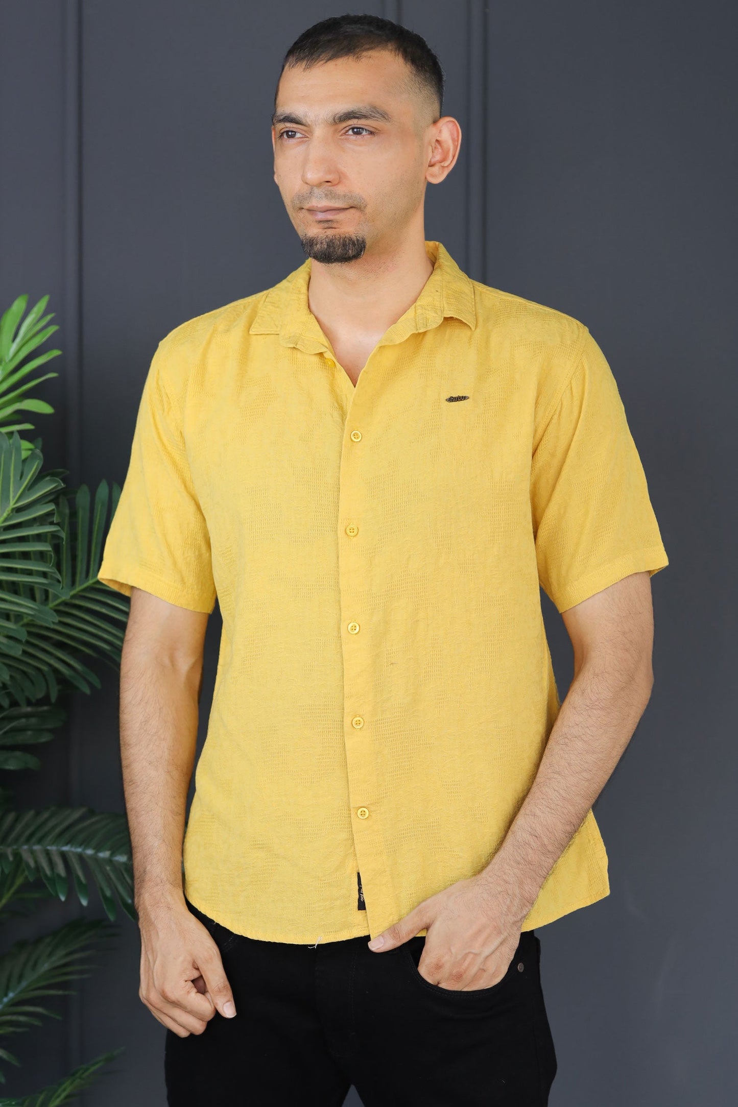 Turbo Artistic Touch Comfort Casual Shirt In Mustard Yellow