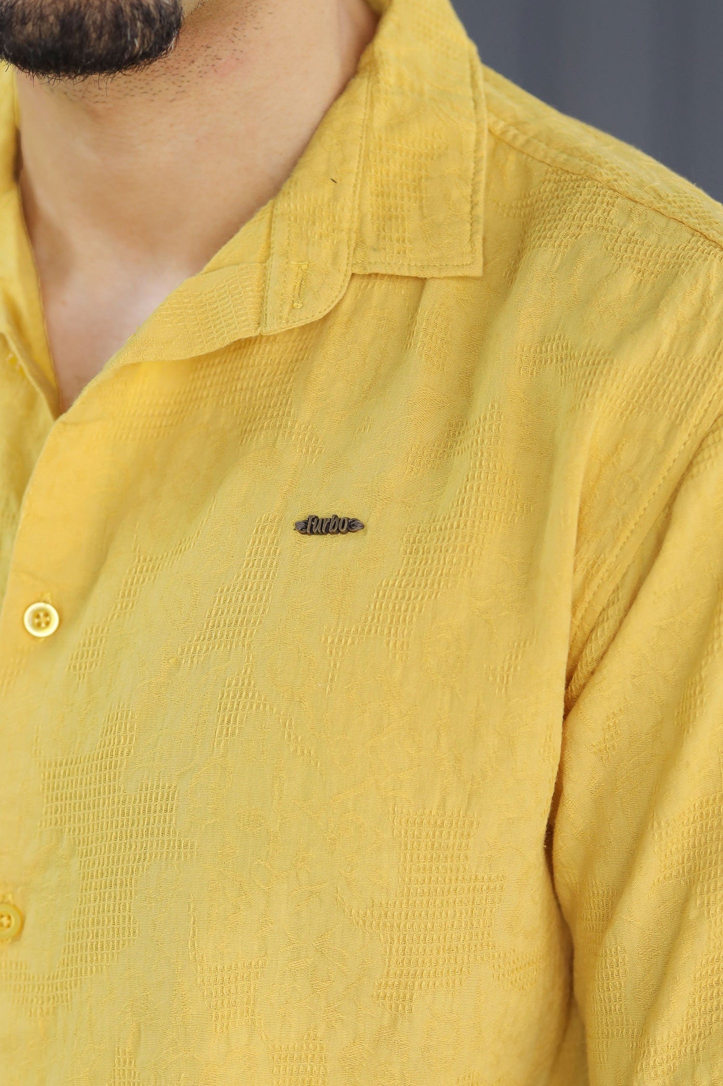 Turbo Artistic Touch Comfort Casual Shirt In Mustard Yellow