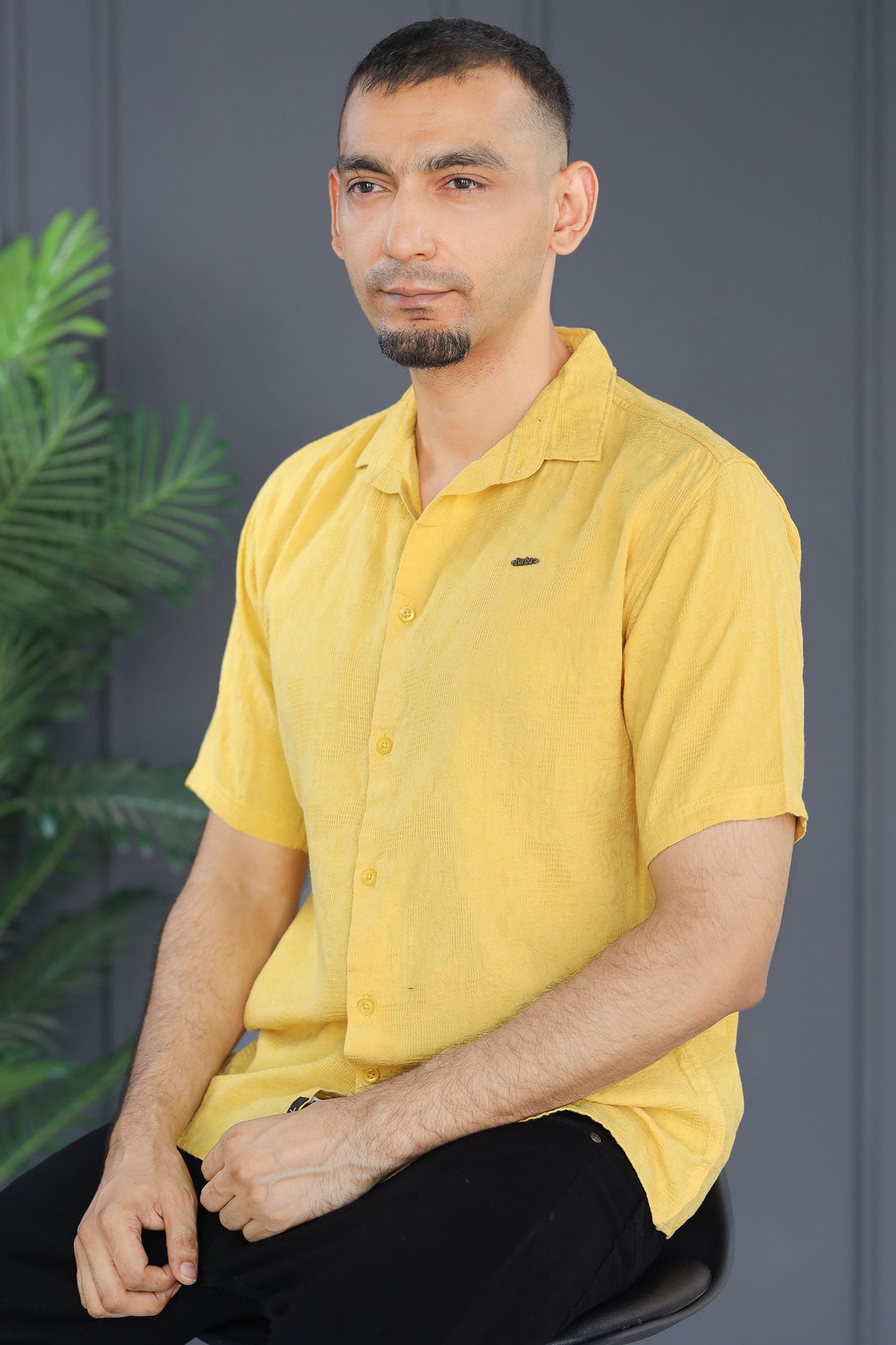 Turbo Artistic Touch Comfort Casual Shirt In Mustard Yellow