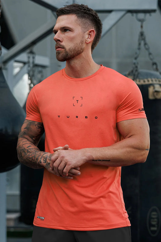Turbo Scan Energy Breathable Mesh Dry-Fit Tee In Orange
