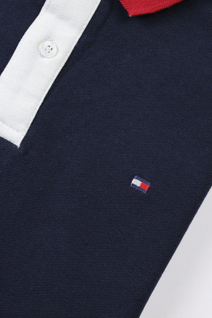 Tomy Signature Dual Tone Men's Polo Shirt In Navy Blue