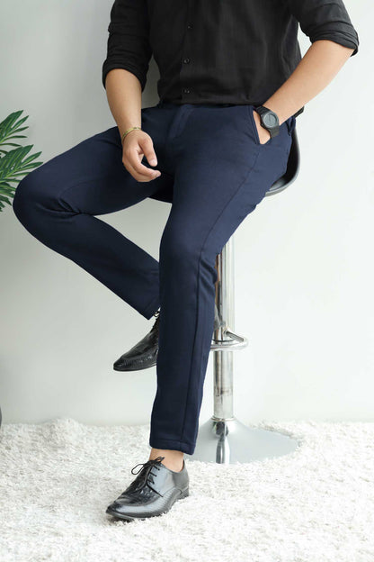 Elegant Self Texture Knitted Cotton Ankle fit Pant