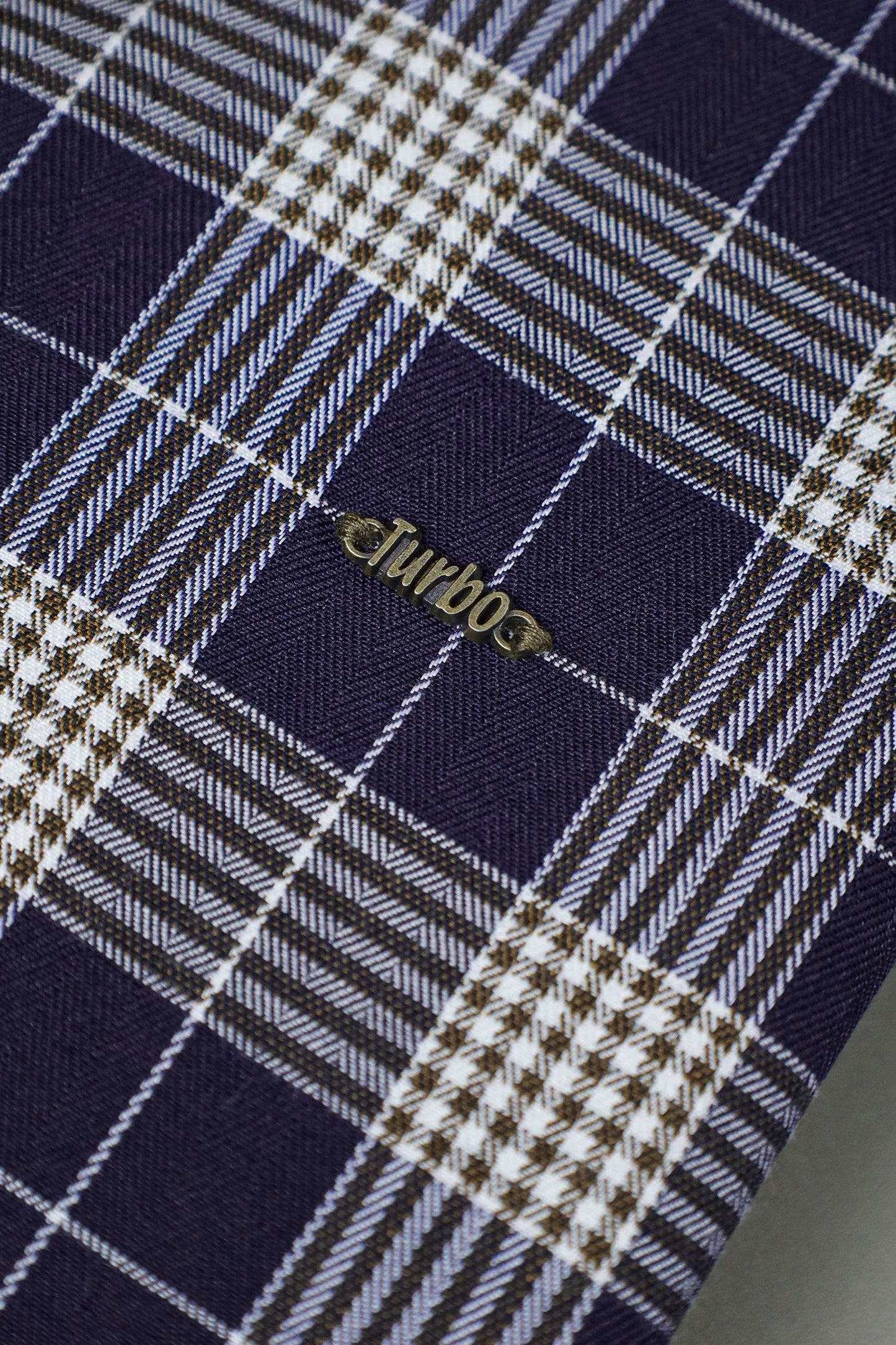 Turbo Plaid Pattern Creation Long Sleeve Cotton Casual Shirt In Navy Blue