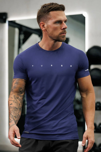 Turbo Multi-Sport Versatile Performance Dry-Fit Tee In Navy Blue