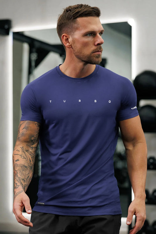 Turbo Multi-Sport Versatile Performance Dry-Fit Tee In Navy Blue