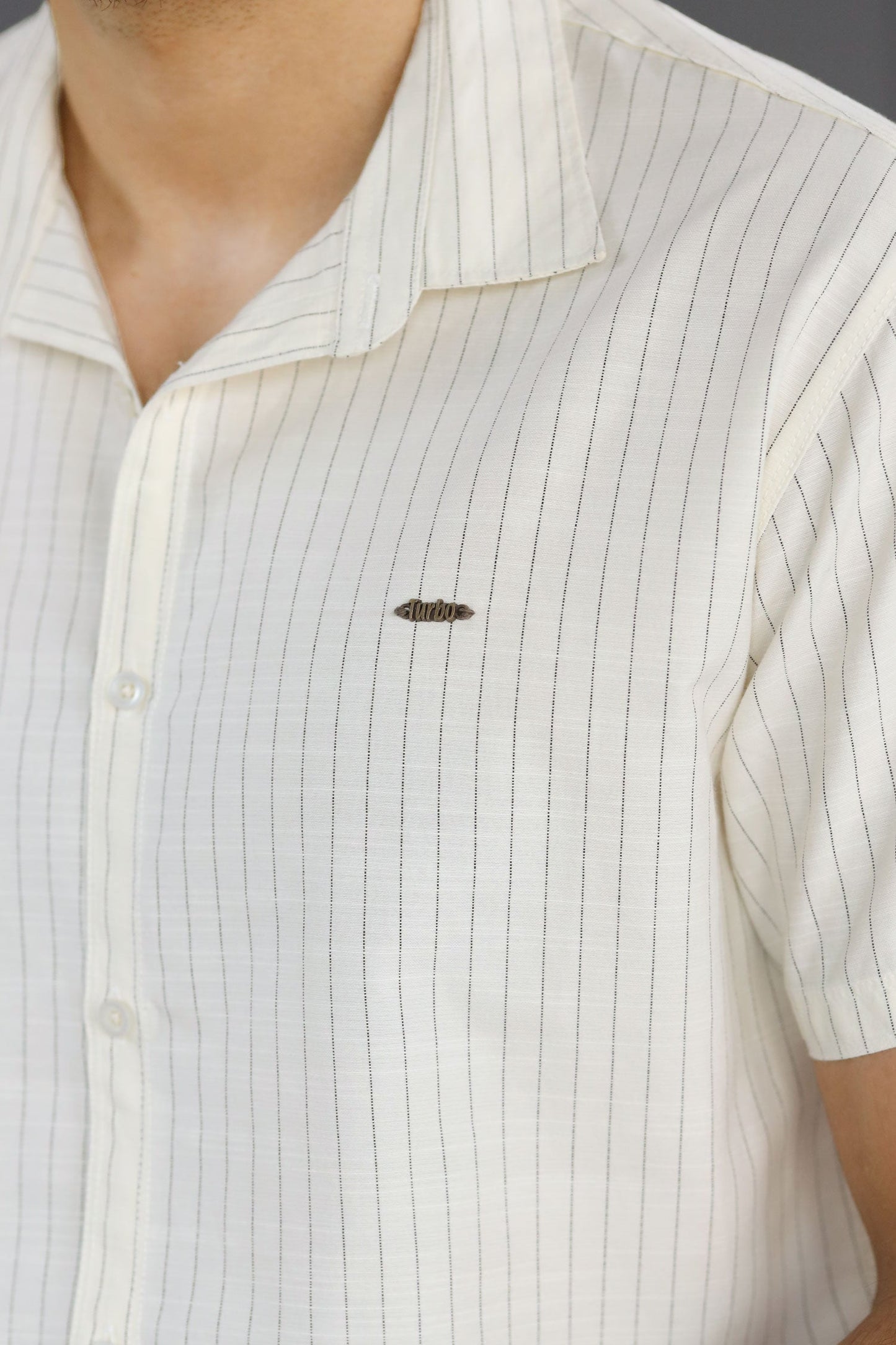 Turbo Creamline Striped Comfort Casual Shirt In Off White