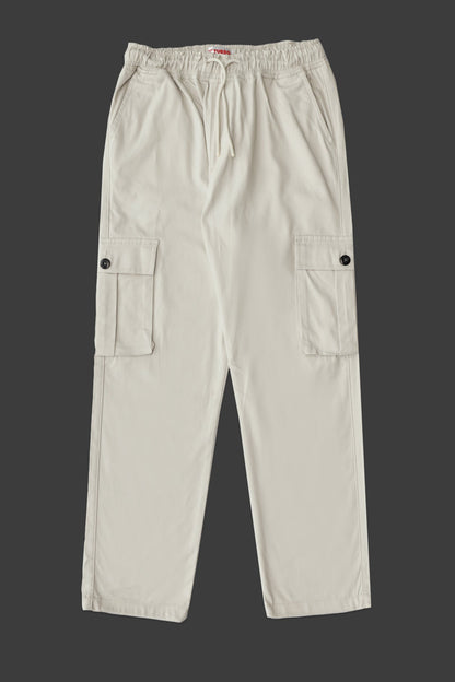 Turbo's 6 Pockets Loose Bottom Cargo Trouser In Off White