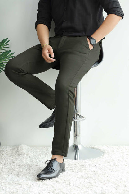 Elegant Self Texture Knitted Cotton Ankle fit Pant