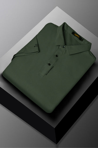 Turbo Elite Seamless Men's Polo Shirt In Olive Green