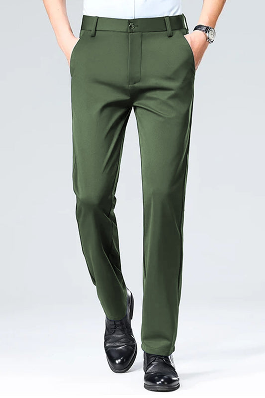 Turbo Axis Intelli-Drape Refined Fit Twil Cotton Pent In Olive Green
