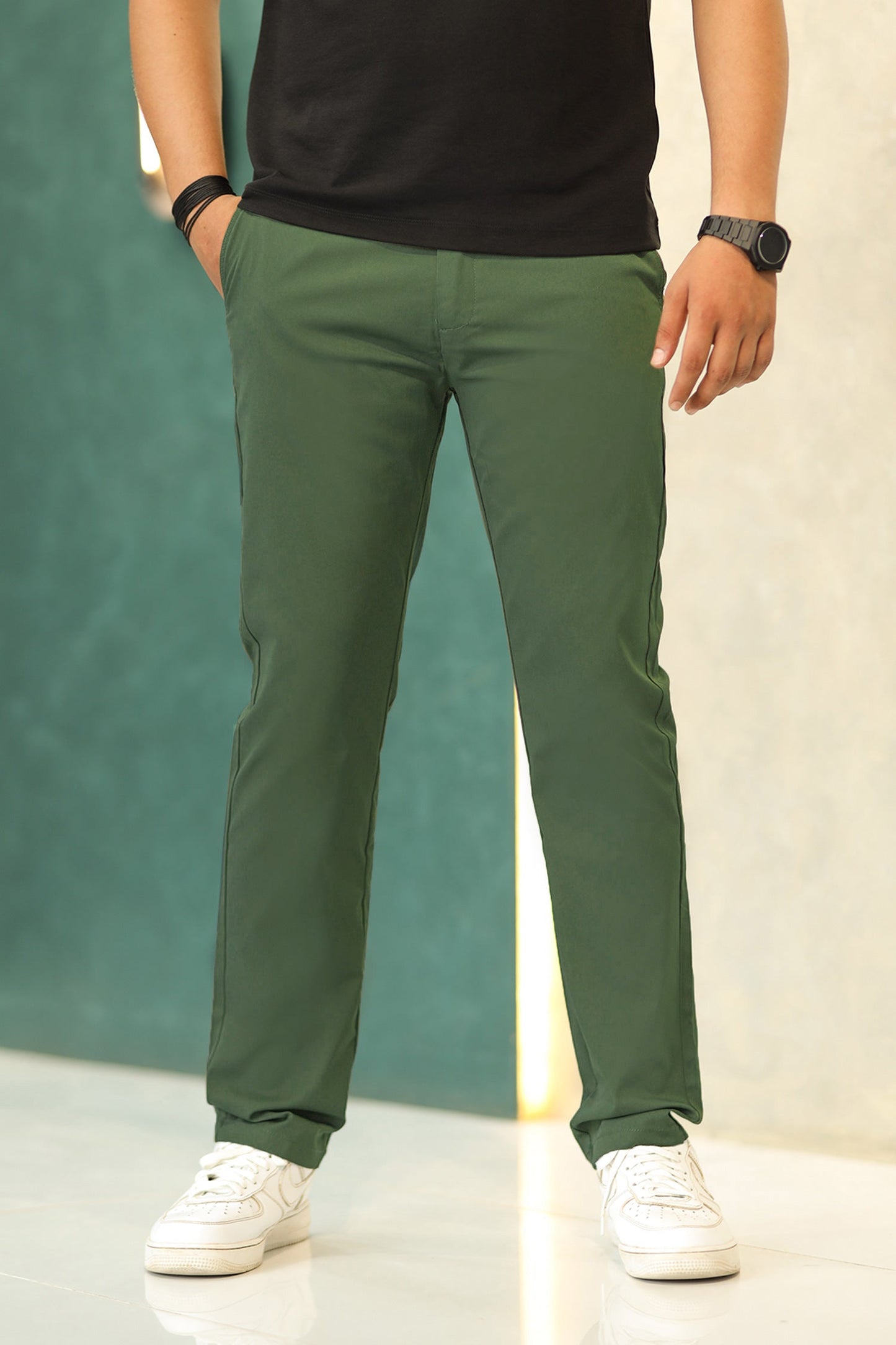 Turbo Axis Intelli-Drape Refined Fit Twil Cotton Pent In Olive Green