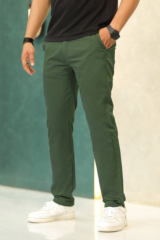 Turbo Axis Intelli-Drape Refined Fit Twil Cotton Pent In Olive Green