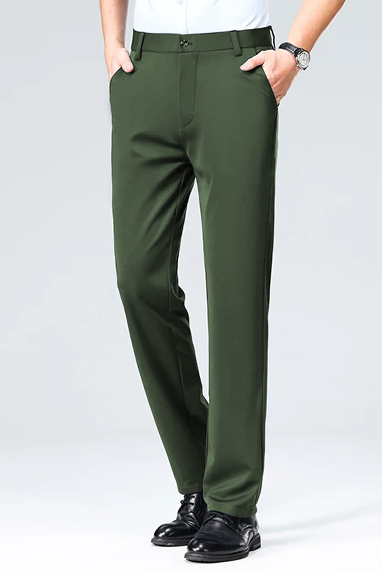 Turbo Axis Intelli-Drape Refined Fit Twil Cotton Pent In Olive Green