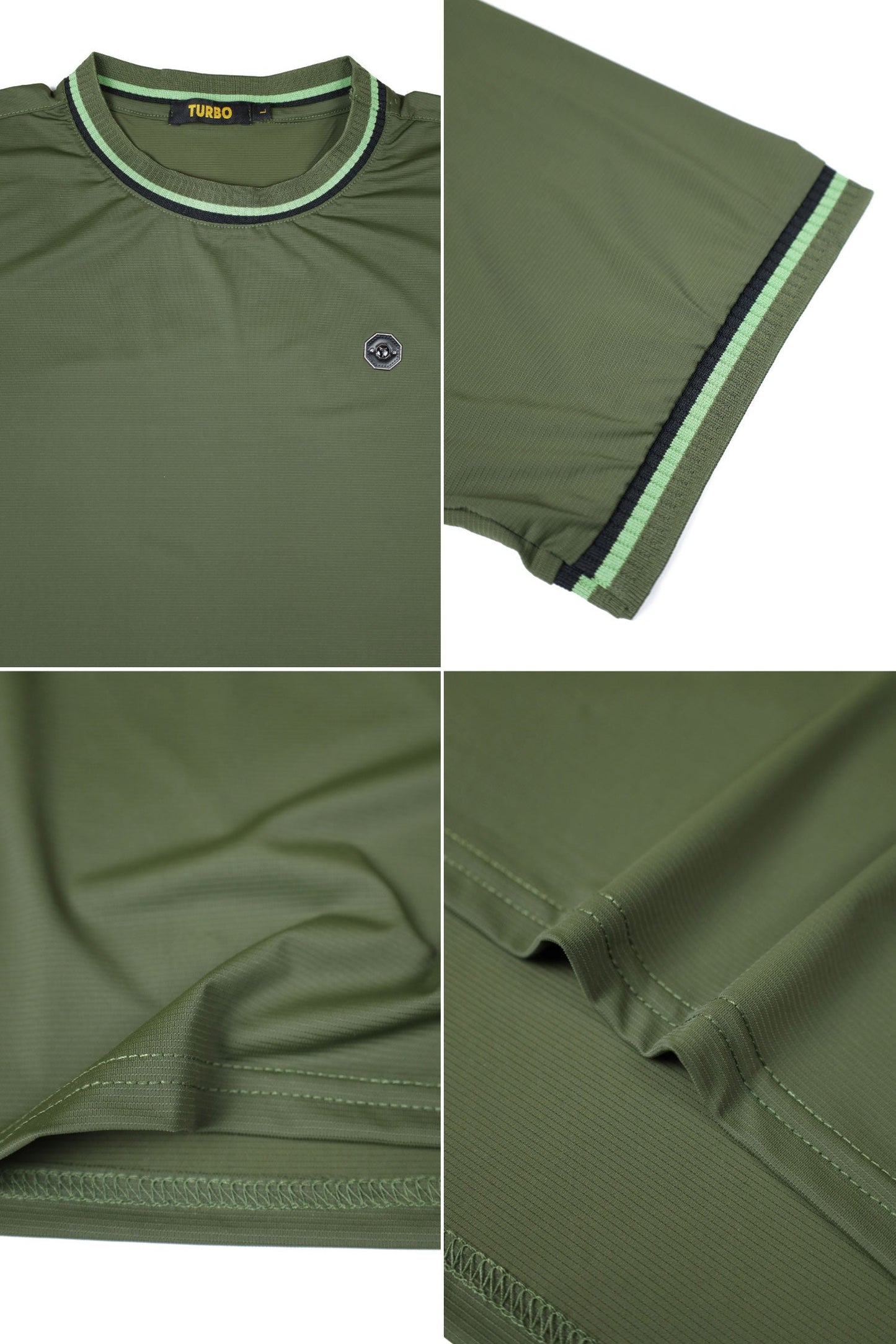 Turbo Contrast Tipping Crew Neck Tee In Olive