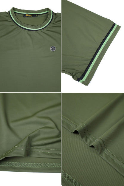 Turbo Contrast Tipping Crew Neck Tee In Olive