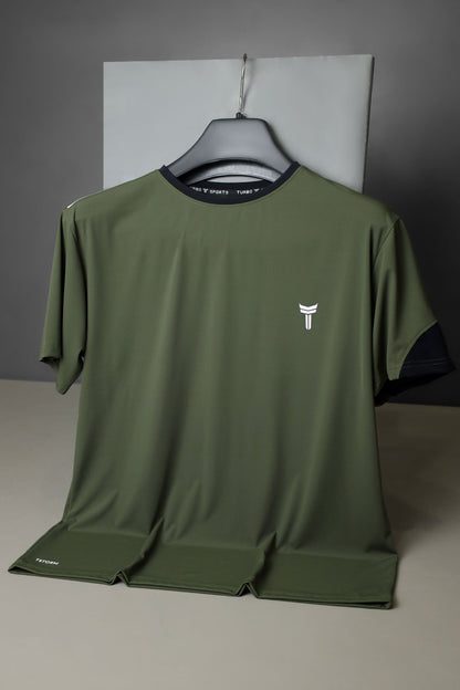 Turbo T-Storm Performance Climalite Dry-Fit Tee In Olive Green