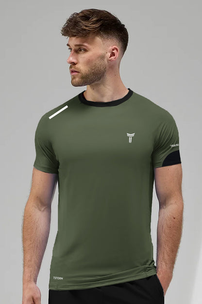 Turbo T-Storm Performance Climalite Dry-Fit Tee In Olive Green