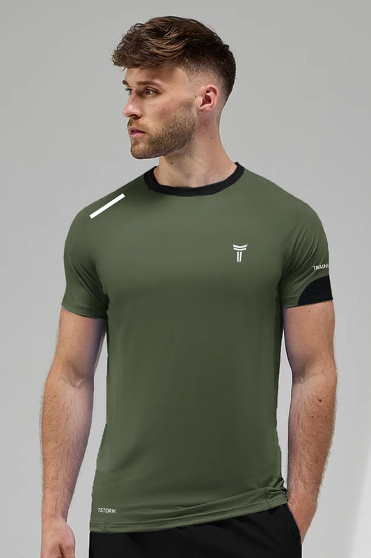 Turbo T-Storm Performance Climalite Dry-Fit Tee In Olive Green