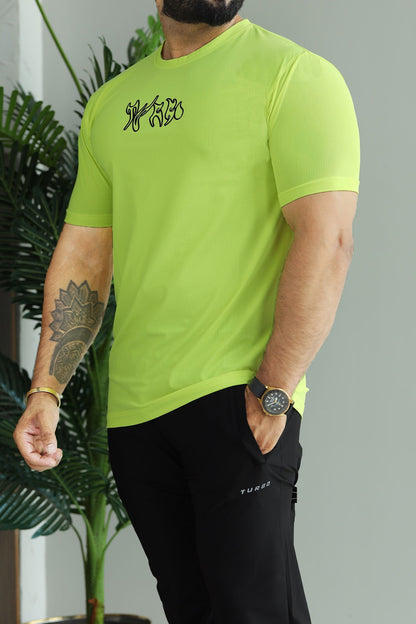 Turbo 'Action-Ready' Graphic Mesh Dry-Fit Tee In Parrot Green