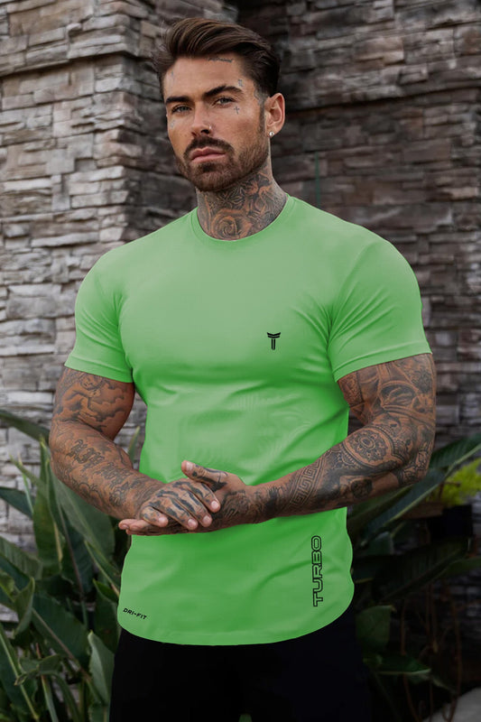 Turbo 'Street-Style' Drop-Shoulder Graphic Dry-Fit Tee In Parrot Green