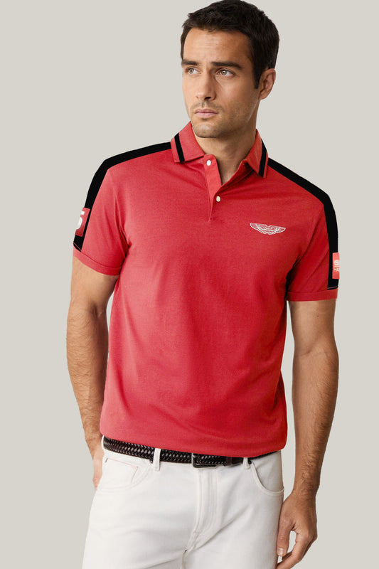Hackt Lndn Astn Martn UltraCore Athletic Men's Polo Shirt In Red Brick