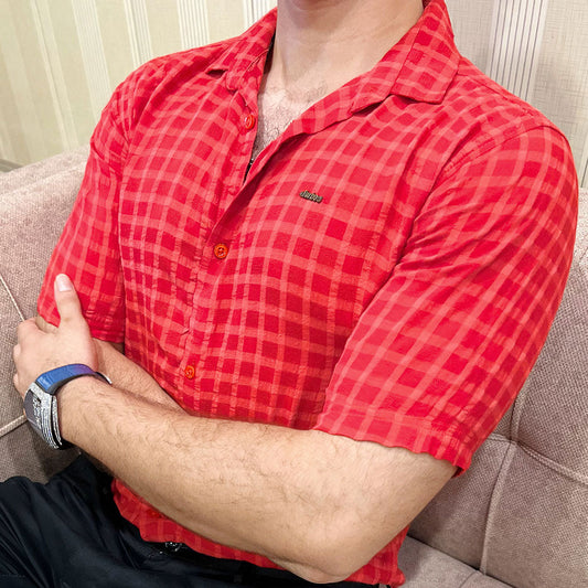Turbo Premium Lightweight Half Sleeve Casual Shirt In Red