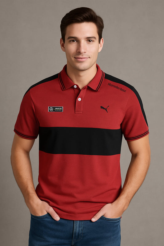 Pma x Mercedes AMG SportsLine Men’s Polo Shirt In Red Brick