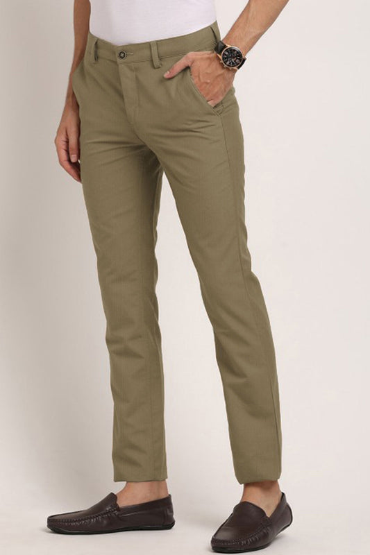 Turbo Urban Executive Slim Fit Cotton Pant In Sage