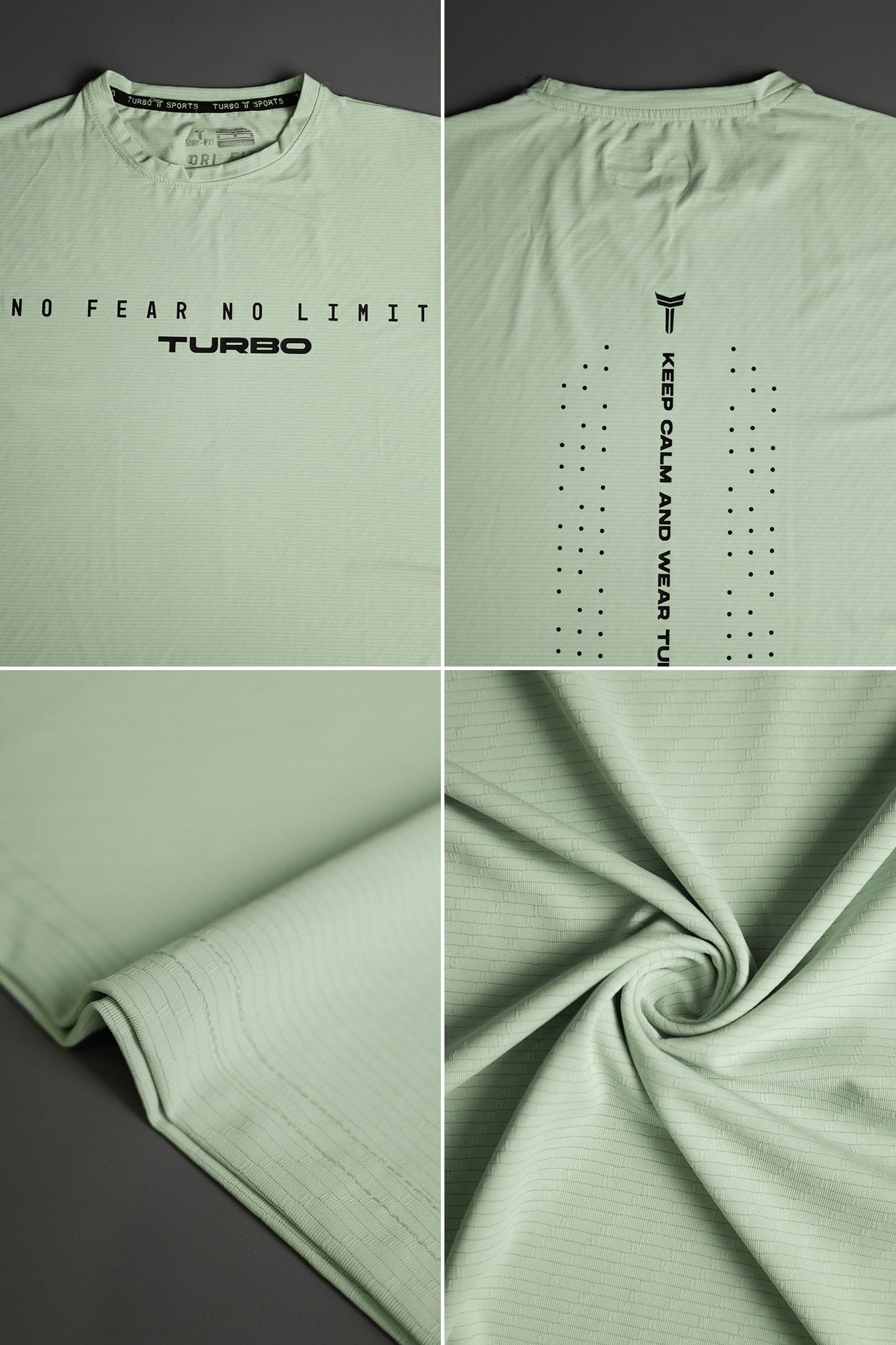 Turbo Motivational Quote ClimaCool Dry-Fit Tee In Sea Foam