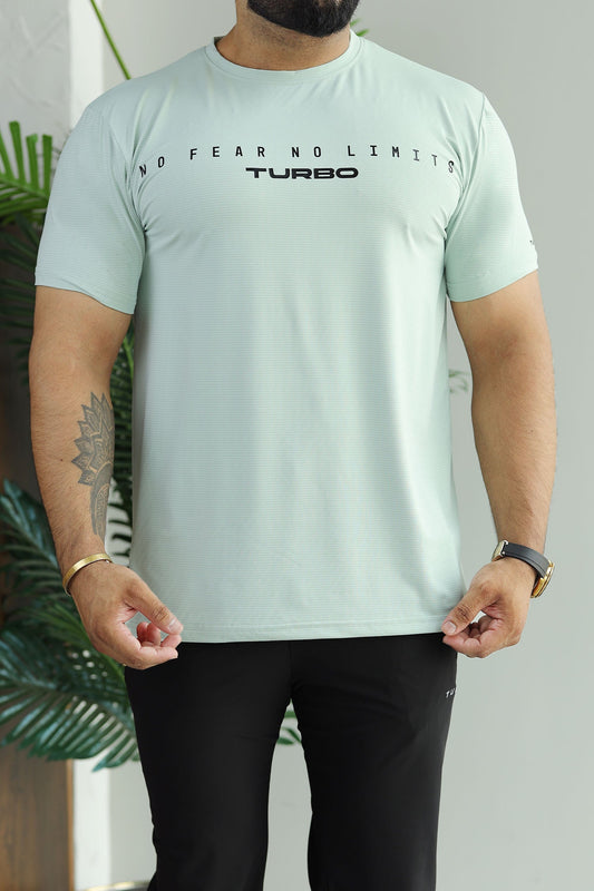 Turbo Motivational Quote ClimaCool Dry-Fit Tee In Sea Foam