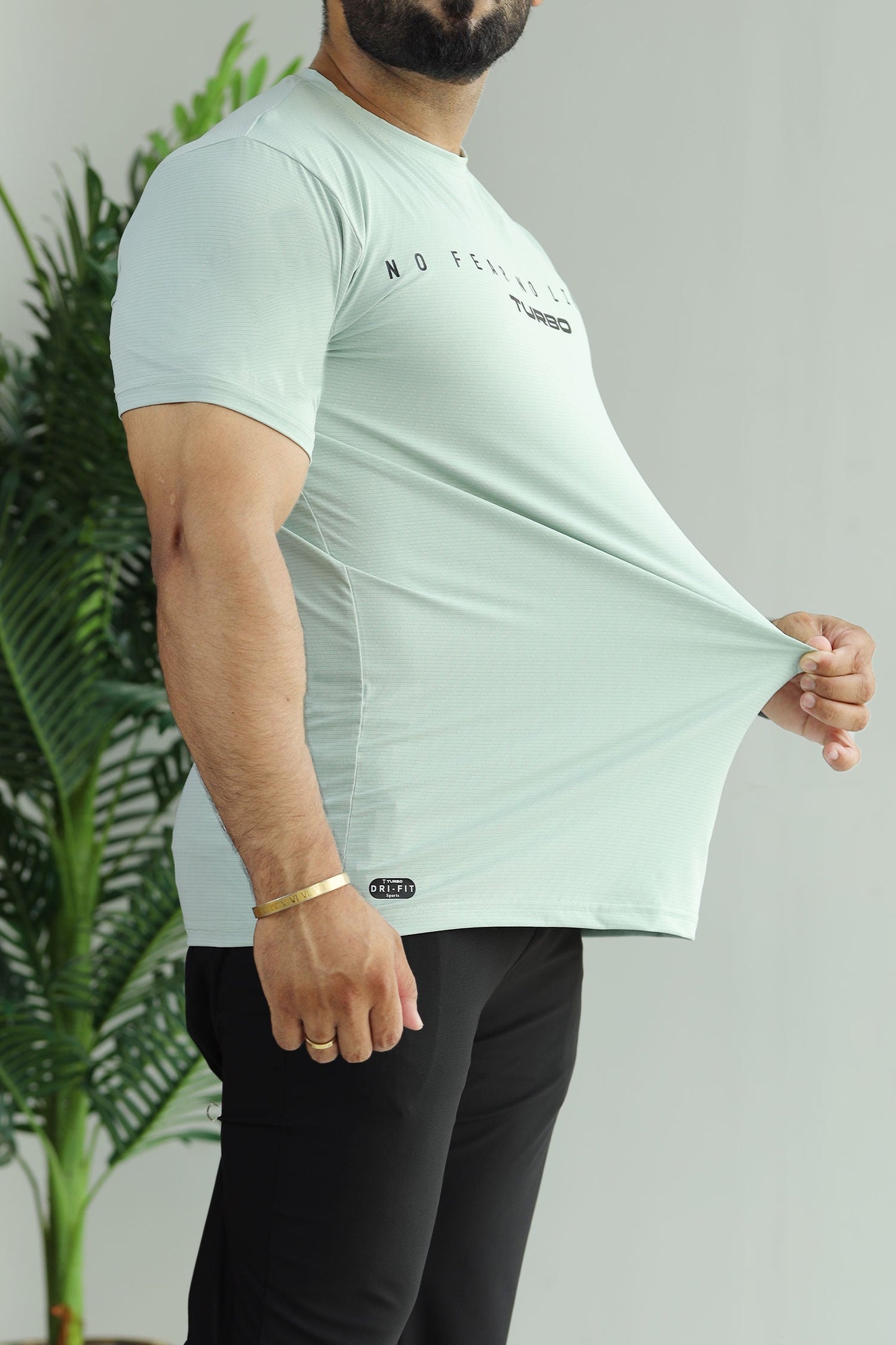 Turbo Motivational Quote ClimaCool Dry-Fit Tee In Sea Foam