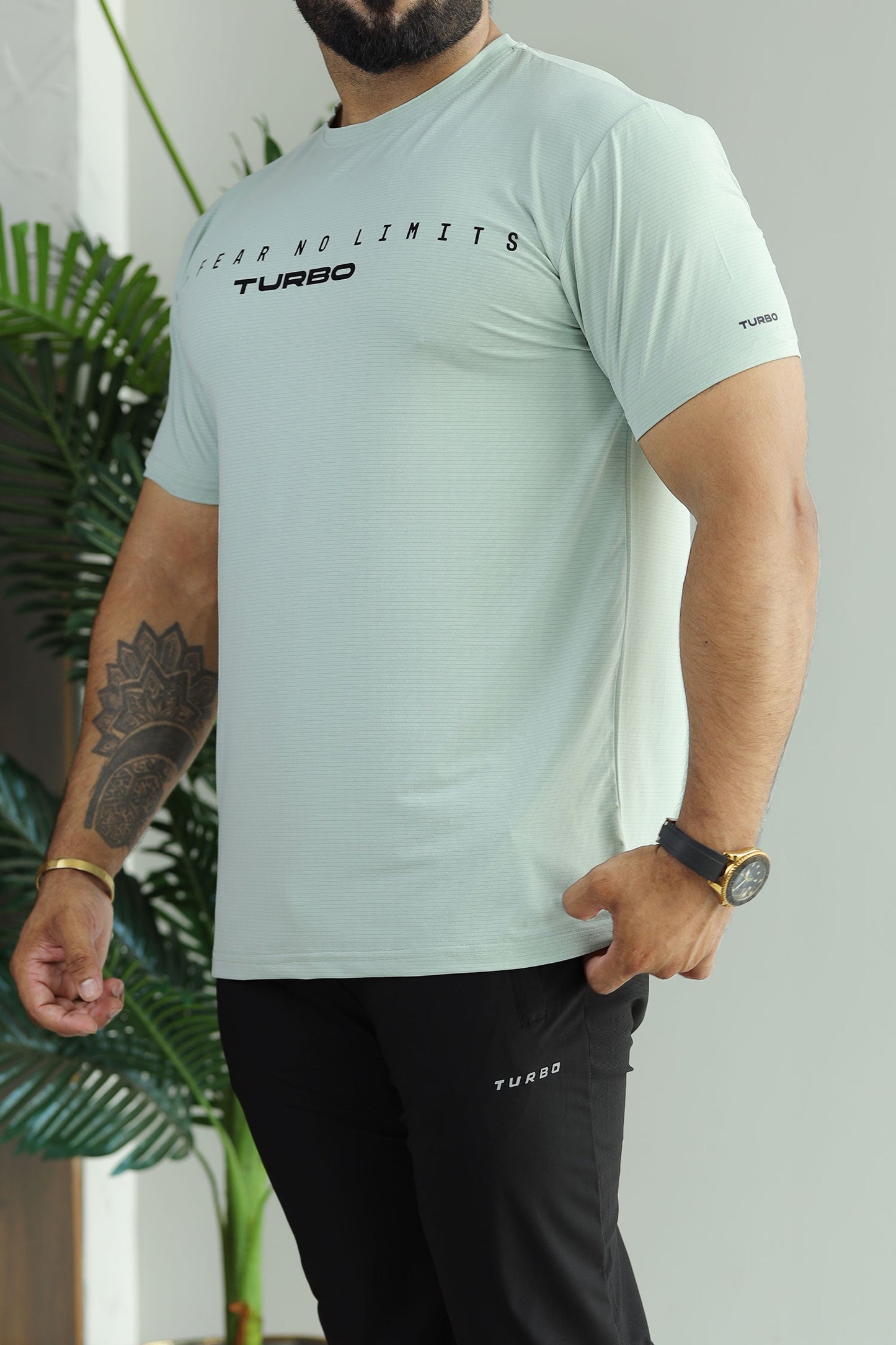 Turbo Motivational Quote ClimaCool Dry-Fit Tee In Sea Foam