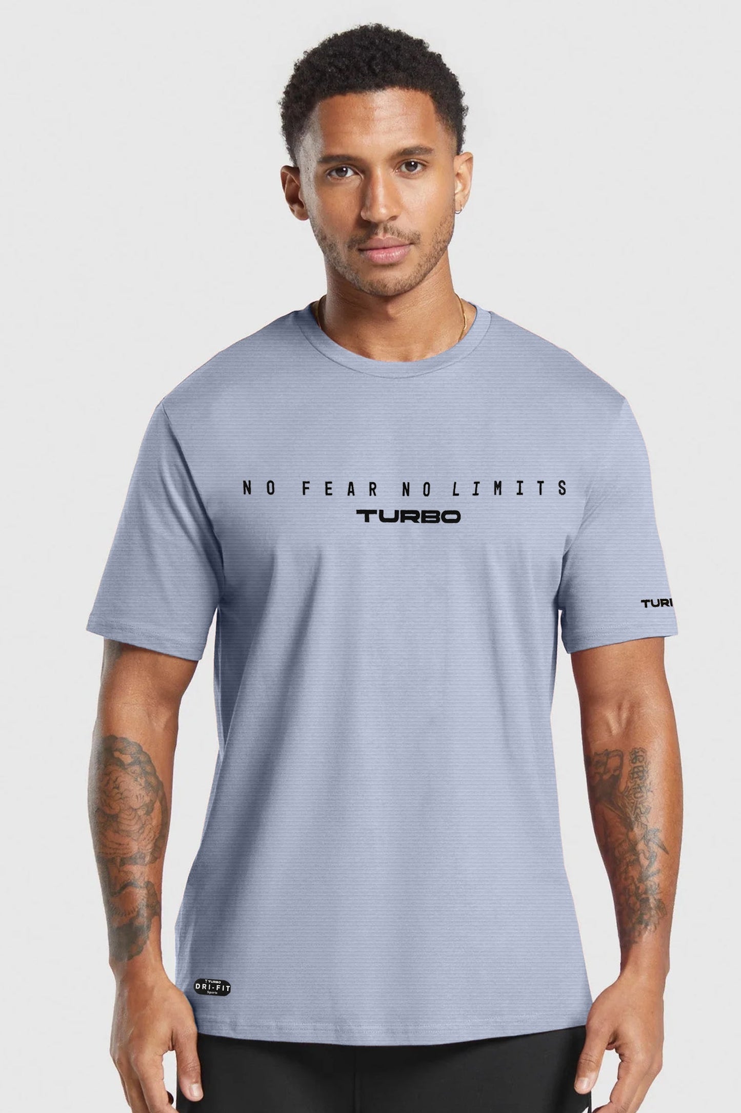 Turbo Motivational Quote ClimaCool Dry-Fit Tee In Sky Blue