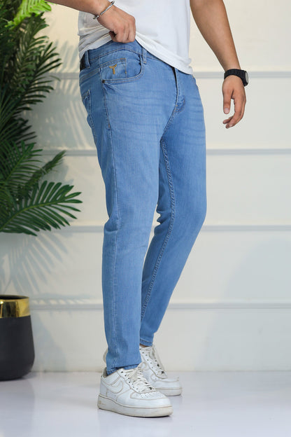 Turbo 'Precision Taper' Sculpt Ankle Fit Jeans In Sky Blue