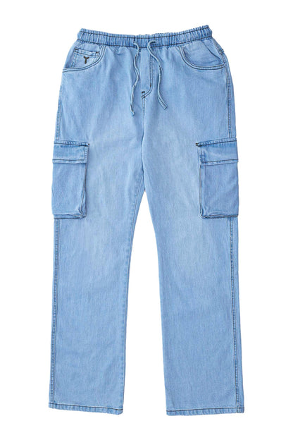 Turbo 7 Pocket Baggy Style Jeans in Sky Blue