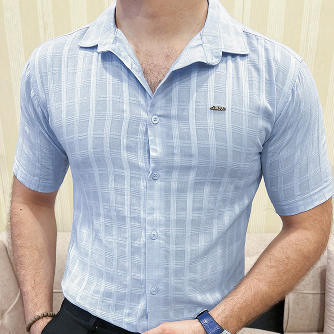Turbo ShowOff Self Pattern Casual Shirt In Sky Blue