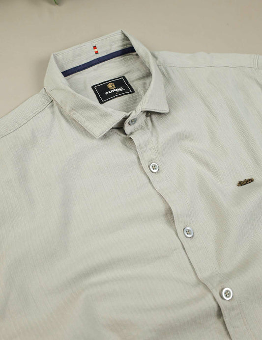 Turbo Self Lining Long Sleeve Cotton Casual Shirt In Slate Grey