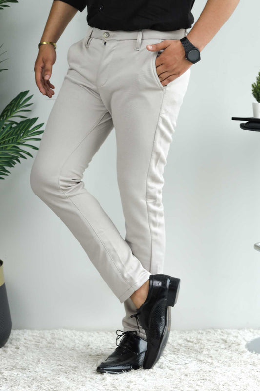Elegant Self Texture Knitted Cotton Ankle fit Pant In Slate Grey