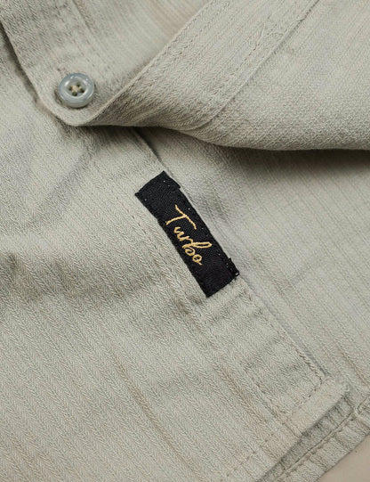 Turbo Self Lining Long Sleeve Cotton Casual Shirt In Slate Grey