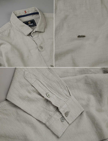 Turbo Dobby Textured Long Sleeve Cotton Casual Shirt In Slate Grey