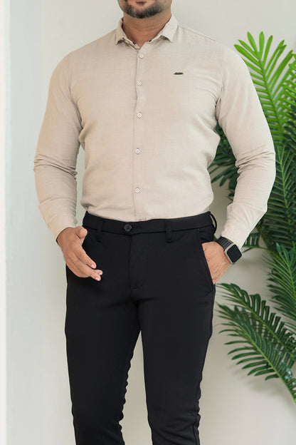 Turbo Dobby Textured Long Sleeve Cotton Casual Shirt In Slate Grey