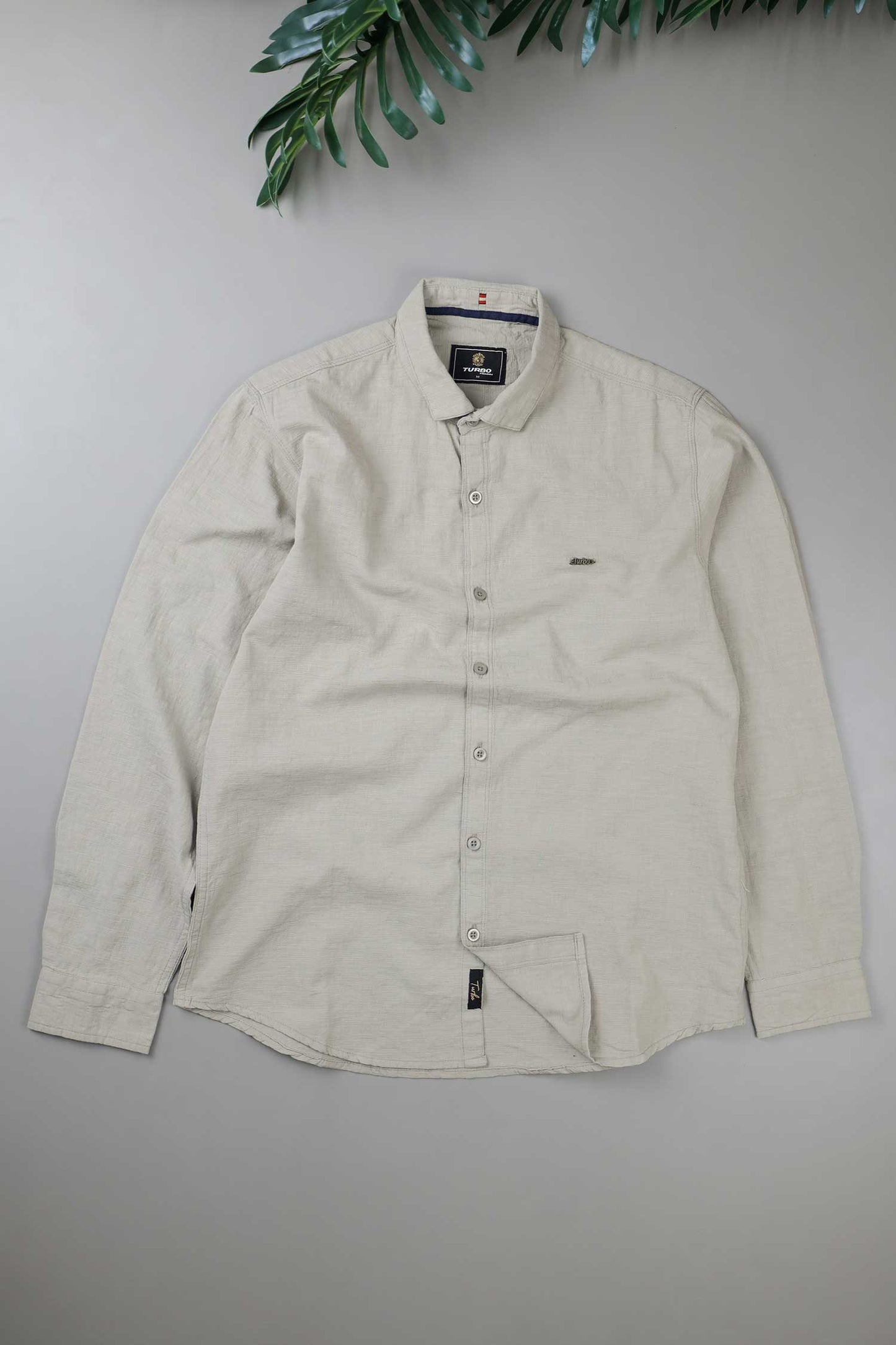 Turbo Dobby Textured Long Sleeve Cotton Casual Shirt In Slate Grey