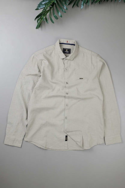 Turbo Dobby Textured Long Sleeve Cotton Casual Shirt In Slate Grey