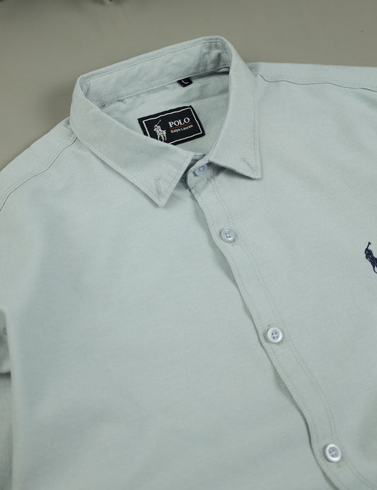 Polo Rph Lren Custom SlimFit Casual Shirt In Stone Grey