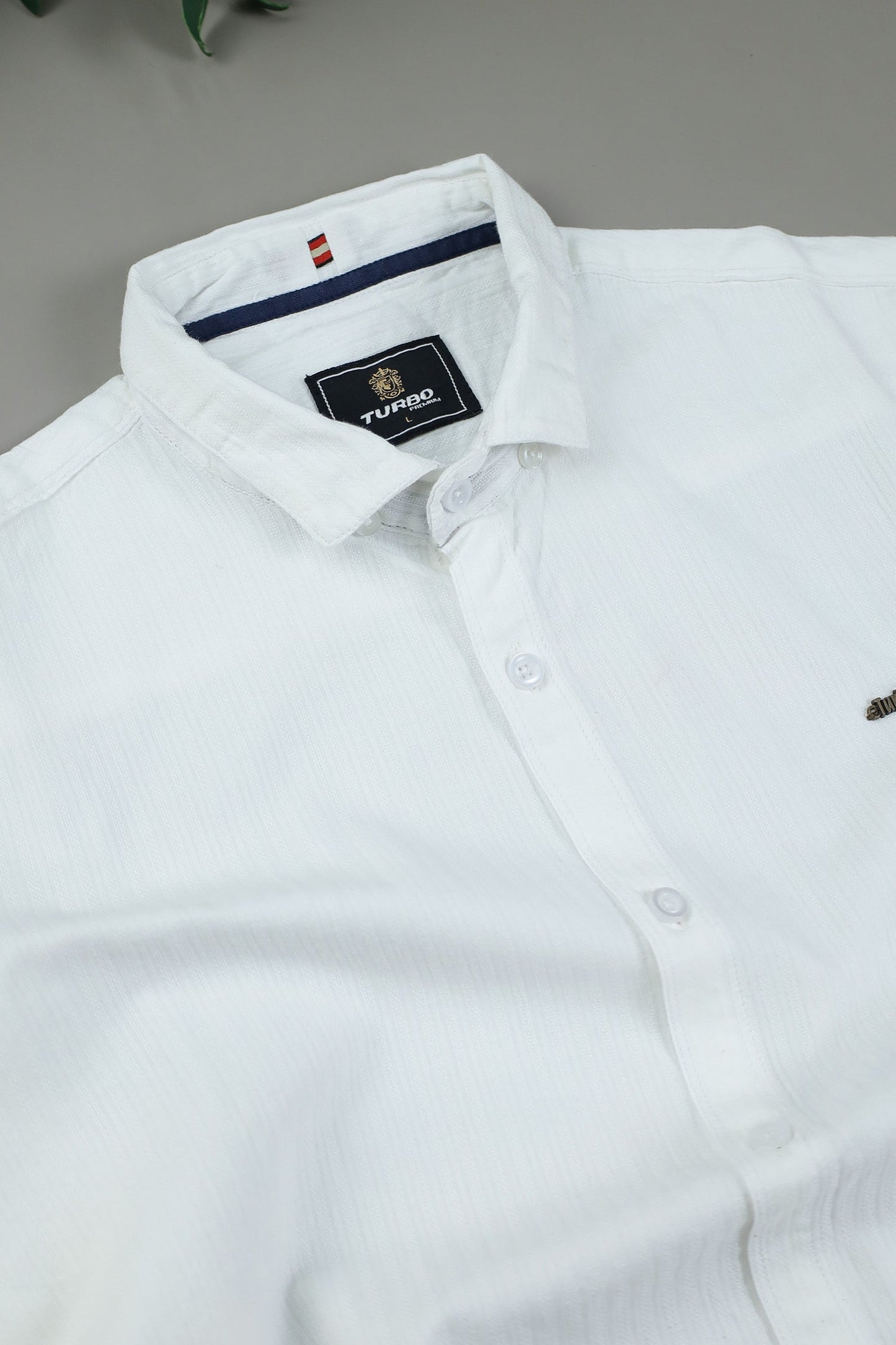 Turbo Organic MonoChromatic Long Sleeve Cotton Casual Shirt in White